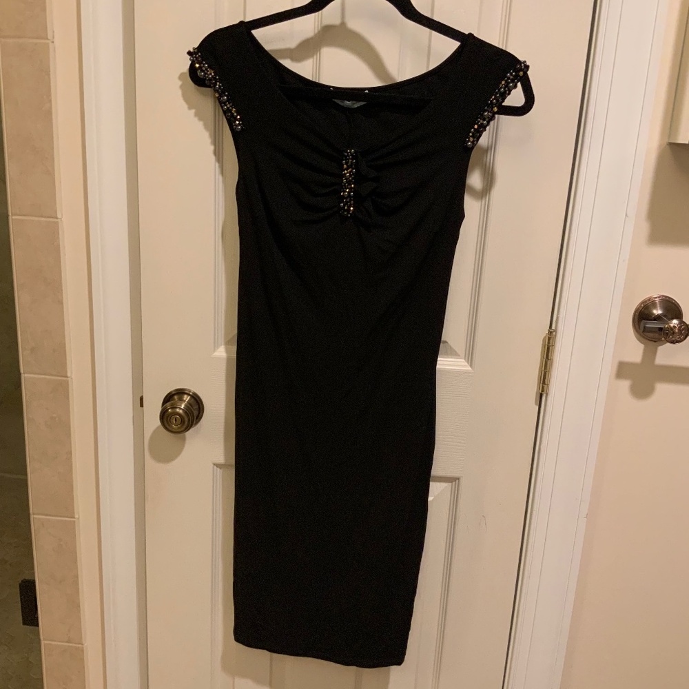 Blumarine Knee length jersey dress with beaded detail, size s